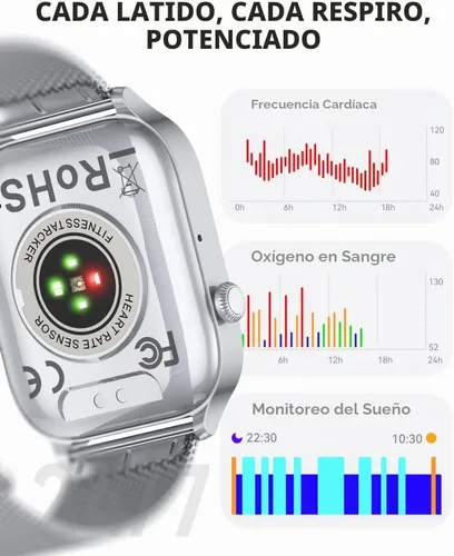 Vista 4 de Relojes inteligentes para mujer (llamadas/recordatorios), reloj inteligente HD de 1.85 pulgadas para teléfonos Android y iPhone compatible, más