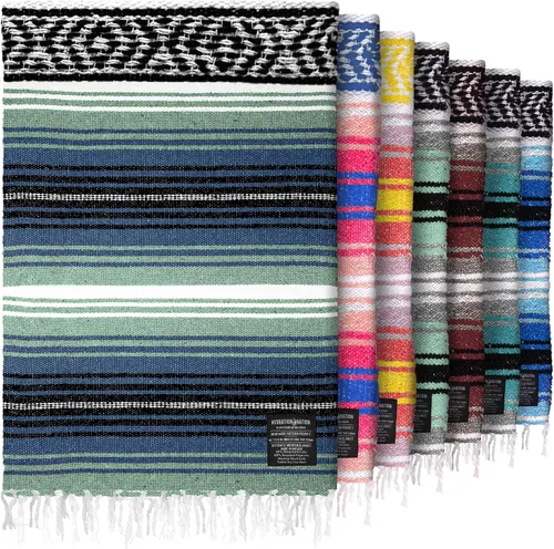 Vista 28 de Hydration Nation Auténtica manta mexicana extra grande (70 x 50 pulgadas), yoga tejida a mano, serape, falsa artesanal, playa, campamento, picnic