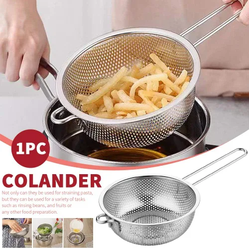 Vista 8 de Colador de acero inoxidable Colador de malla fina con mango largo, colador microperforado, colador de metal, colador de alimentos de cocina