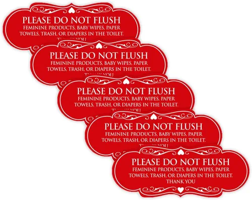 Vista 63 de Signs ByLITA Designer Please Do Not Flush Etiqutte Letrero (negro) - Pequeño 1 paquete