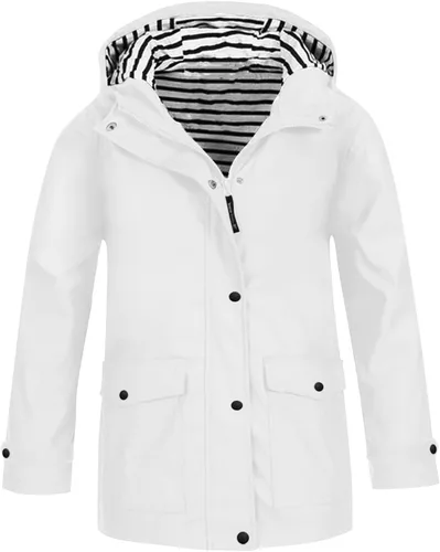 Vista 12 de Moonker Chaqueta impermeable ligera para niños y niñas, rompevientos con capucha, chaqueta impermeable Softshell para otoño para la escuela beige-b