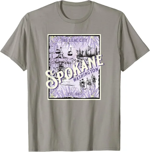 Vista 25 de Camiseta vintage Spokane Washington The Lilac City Carousel Waterfall, Negro