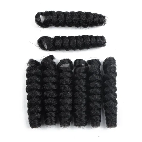 Vista 5 de Saniay - 3 paquetes de trenzas de ganchillo cortas trenzadas de ganchillo con espiral, rizos con espiral jamaicana, 20 mechones por paquete