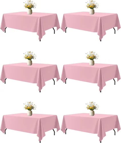 Vista 17 de Niuara Mantel de Mesa Rectangular Negro - Paquete de 6, 60" × 84" Mantel de Tela Lavable para Mesas de 5 Pies, Resistente a las Arrugas y a Prueba