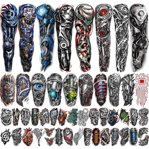 Vista 10 de Yazhiji 48 hojas de tatuajes temporales cristianos de brazo completo para adultos, tatuajes falsos de medio brazo religiosos de Jesús Cristo, cruz
