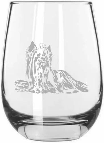 Vista 524 de Shar Pei (chino) - Vaso de vino sin tallo grabado para perro, 15.25 onzas