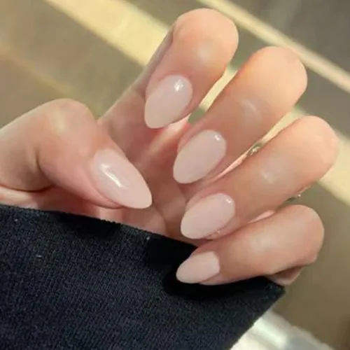 Vista 11 de Modelones Uñas postizas a presión color rosa almendra, uñas postizas cortas de primavera, kit de uñas reutilizables con pegamento de uñas, mini lima
