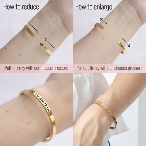 Vista 5 de MIAMIA Pulseras personalizadas para mujer, brazalete con mantra inspirador grabado, regalos para mujeres, niñas y parejas, joyería de fecha, nombre