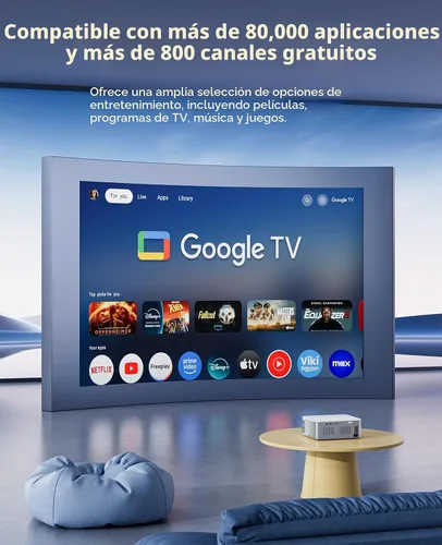 Vista 5 de Proyector de TV Google 4K compatible con - Proyector inteligente CiBest con WiFi 6 y Bluetooth, proyector de película para exteriores con motor