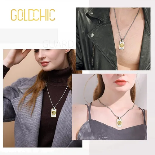 Vista 8 de GOLDCHIC JEWELRY Zodiac Tag Necklace for Men, Stainless Steel Constellation Horoscope Astrology Pendant Necklaces Lucky Jewelry