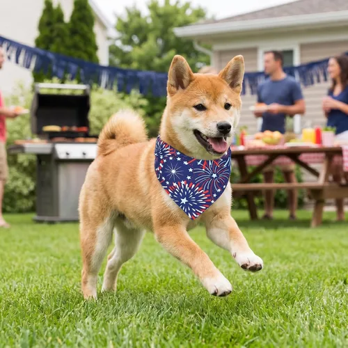 Vista 9 de Bandana para perro del 4 de julio, bufanda para mascotas con bandera