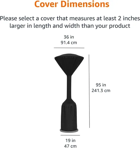 Vista 2 de Amazon Basics Cubierta redonda para calentador de patio al aire libre, resistente al viento, resistente a la nieve, resistente al agua, negro, 36 x