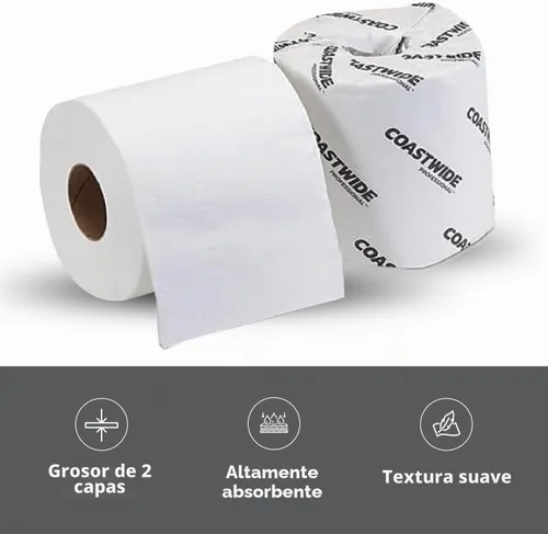 Vista 6 de Coastwide Papel higiénico reciclado profesional, 2 capas, blanco, 48 rollos