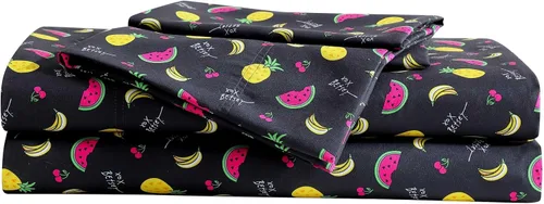 Vista 17 de Betsey Johnson - Juego de sábanas de tamaño individual, ropa de cama de microfibra con estampado Nerdy Teddies con sábana bajera de bolsillo