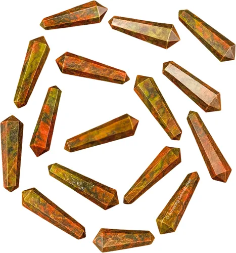 Vista 37 de Puntos de cristal de piedra de sangre africana, cristales curativos y piedras a granel, paquete de 3 cristales a granel de punto curativo de doble