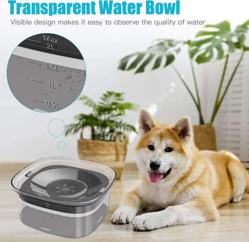 Vista 4 de UPSKY - Cuenco de agua para perros de 70 onzas, comedero lento sin derrames para bebedor desordenado Large Capacity, Spill Proof, Prevent Pet