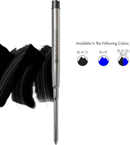 Vista 2 de Monteverde Recambio de bolígrafo de gel sin tapa para adaptarse a bolígrafos Sheaffer, punta fina, negro, 2 por paquete (S422BK)