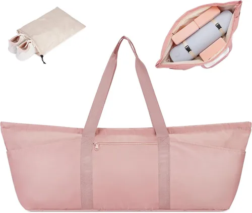 Vista 13 de Bolsa grande para esterilla de yoga con compartimento para zapatos y bolsillo impermeable, bolsa de gimnasio para pilates con soporte para esterilla