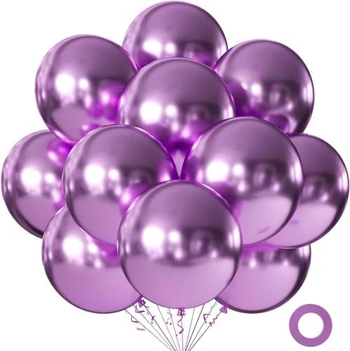 Vista 40 de KALOR Globos color morado ceniza de 18 pulgadas, 10 globos de látex mate, globos redondos grandes para bodas, baby shower, fiestas de cumpleaños