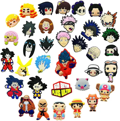 Vista 2 de Dibujos animados para zapatos de anime se adapta a la decoración de sandalias de zuecos de bricolaje dibujos animados de PVC accesorios para zapatos