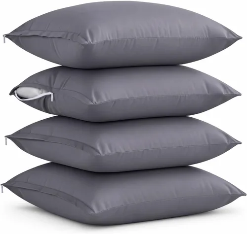 Vista 10 de Utopia Bedding Paquete de 4 protectores de almohada con cremallera tamaño Queen, fundas de almohada de tela de microfibra cepillada suave Beige