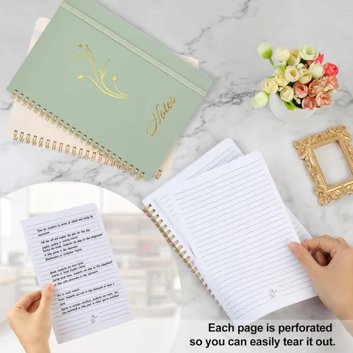 Vista 4 de Joyberg Cuaderno estético en espiral, 2 cuadernos bonitos, cuadernos de 8.3 x 6 pulgadas para mujeres, cuaderno en espiral A5 para oficina, escuela