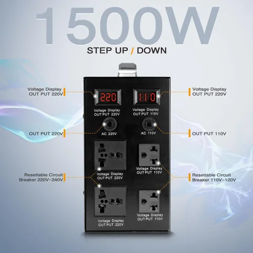 Vista 2 de Convertidor de voltaje Transformador de 110 V a 220 V/220 V a 110 V Convertidor de voltaje universal internacional de Estados Unidos a Europa