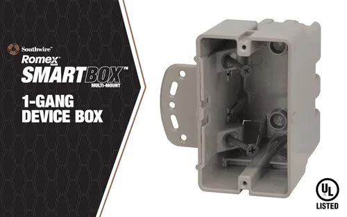 Vista 2 de Southwire MSBMMT1G Caja de dispositivo de montaje múltiple de 1 banda con profundidad ajustable; resistente 42 libras