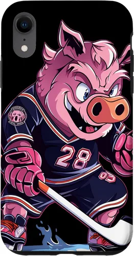 Vista 8 de iPhone 15 Pig Ice Hockey Player Hockey Stick Goalkeeper Case