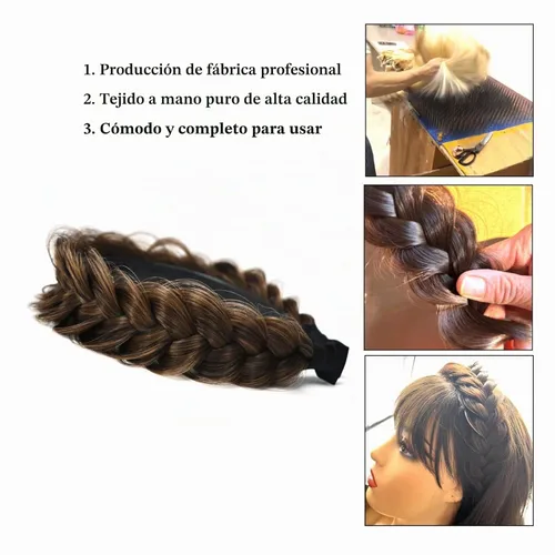 Vista 3 de Diadema Ancha Trenzada Aro Accesorios de Moda para el Cabello Banda Elástica Antideslizante para Mujeres y Niñas (Color Bronce Antiguo)