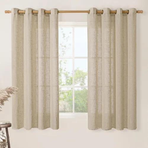 Vista 68 de LAMIT Cortinas de lino marrón caramelo para sala de estar, 84 pulgadas, de lino sintético, texturizado, filtrante de luz, paneles de privacidad