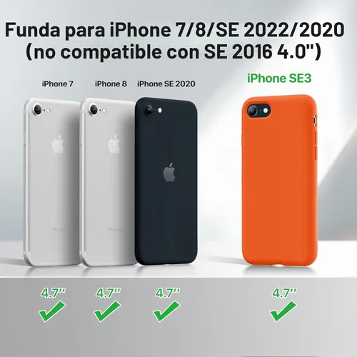 Vista 6 de Miracase Funda de silicona para iPhone SE 2022/SE 2020/7/8, naranja ámbar Funda ultradelgada con protector de pantalla, forro de microfibra suave