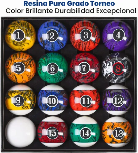 Vista 3 de Juego de bolas de billar de 2-1/4" de tamaño reglamentario, peso profesional de 6 oz, resina pura de grado AAA, bolas de mesa de billar