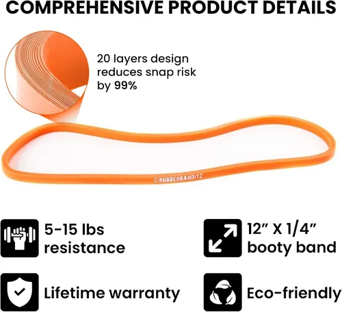 Vista 5 de Rubberbanditz Bandas extra gruesas para glúteos y piernas – Incluye guía electrónica para mujeres – Mini banda de ejercicio de bucle que engancha