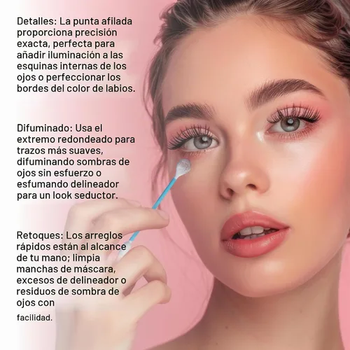 Vista 6 de Fran Wilson EYE TEES - Puntas de algodón de 80 unidades (paquete de 3) – Aplicador de maquillaje de precisión, hisopos de doble cara con extremos