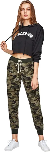 Vista 5 de SweatyRocks Pantalones deportivos de cintura elástica para mujer con gráficos de yoga