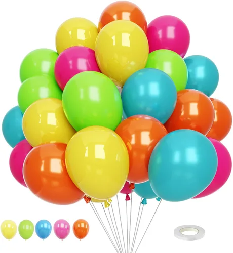 Vista 13 de Globos rosa y naranja, 55 globos de color rosa claro de 12 pulgadas, globos de confeti rosa y naranja para baby shower, cumpleaños, boda