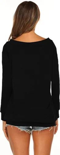 Vista 5 de Halife - Blusa de manga larga con hombros descubiertos y cuello bote para mujer