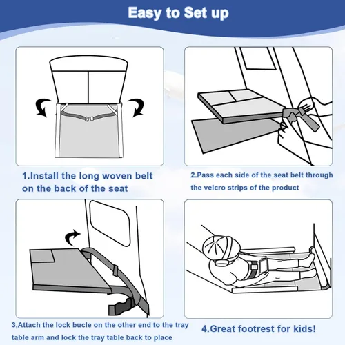 Vista 3 de Cama de avión para niños pequeños, extensor de asiento de avión para niños, esenciales de viaje para niños, reposapiés portátil para niños, cama