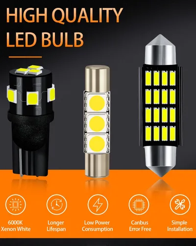 Vista 2 de Paquete de bombillas LED blancas compatibles con Jeep Grand Cherokee 2005, 2006, 2007, 2008, 2009, 2010, luz de domo de mapa interior, luz