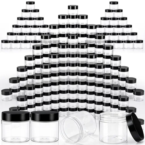Vista 11 de 200 Piezas Frascos de Contenedores de Plástico Vacíos a Granel de 1 oz con Tapa a Prueba de Fugas Frascos de Plástico Redondos Pequeños Contenedores