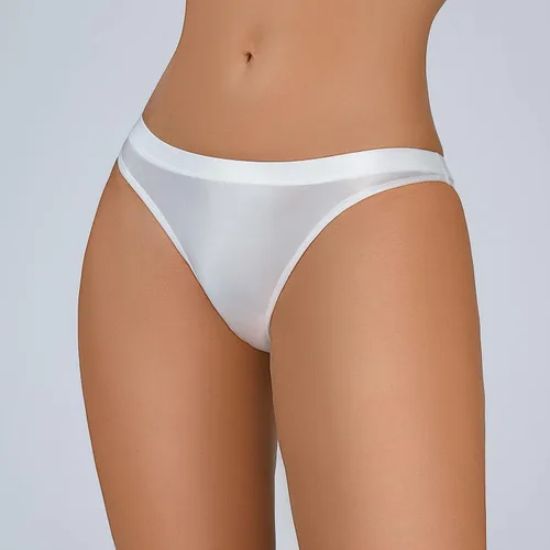 Vista 4 de Tangas de algodón para mujer, sedosas, brillantes, de cintura baja, transparentes, ropa interior sexy (blanco, L)