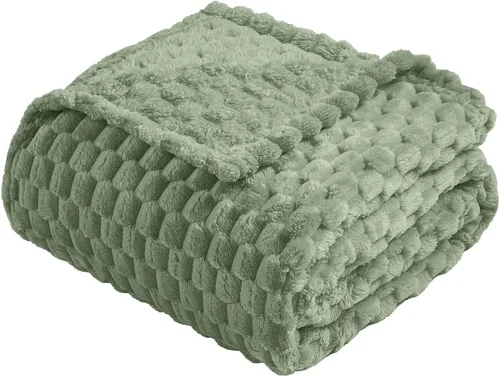 Vista 19 de Vessia - Manta de forro polar de franela (50x70 pulgadas), manta 3D de jacquard negra, esponjosa y cálida para sofá, sillón, cama, silla, 300GSM