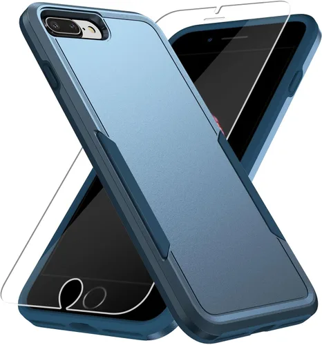 Vista 10 de Funda para iPhone 7/8 Plus, con protector de pantalla HD, [probada contra caídas de grado militar], resistente, resistente, a prueba de golpes, Negro