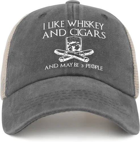 Vista 2 de Philysonic Funny Hat I Like Whisky and Cigars and Maybe 3 People Sombreros para Hombres Gorras de Béisbol Gorras Ajustables