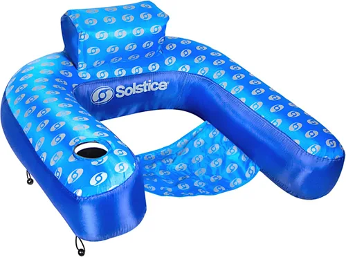 Vista 8 de SWIMLINE Original Fabric Covered Inflatable Pool Lounger with Comfortable Sling Seat, Back Rest, and Built in Cup Holder for Pool, Beach, Lake