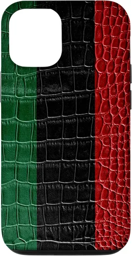 Vista 26 de iPhone 16 Pan African Flag Patriotic Crocodile Skin Print Pride Case