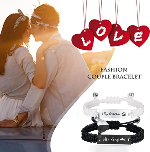 Vista 3 de XUANPAI Regalos de Navidad a juego para parejas, pulseras para mujeres y hombres, pulseras de larga distancia para parejas, pulseras para él y ella