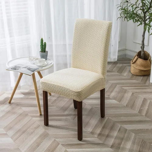 Vista 2 de Genina Fundas para sillas de comedor, fundas elásticas para sillas de comedor, fundas elásticas para sillas Parsons de la cocina (beige, 2 unidades)