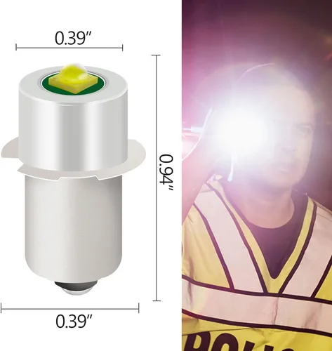 Vista 7 de Bombilla LED de repuesto para linterna con 18 V, 12 V, 19.2 V, 6 a 24 voltios y 3 W, 247 lm y PR2 P13.5S, kit de conversión LED, compatible